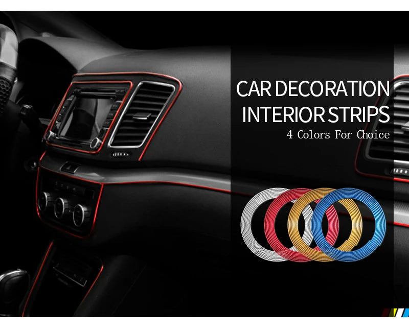 SEAMETAL Interior Car Moulding Trim Strips DIY Flexible Anti Scratch Lines 5m Decoration Strip Dashboard Car-styling Accessories