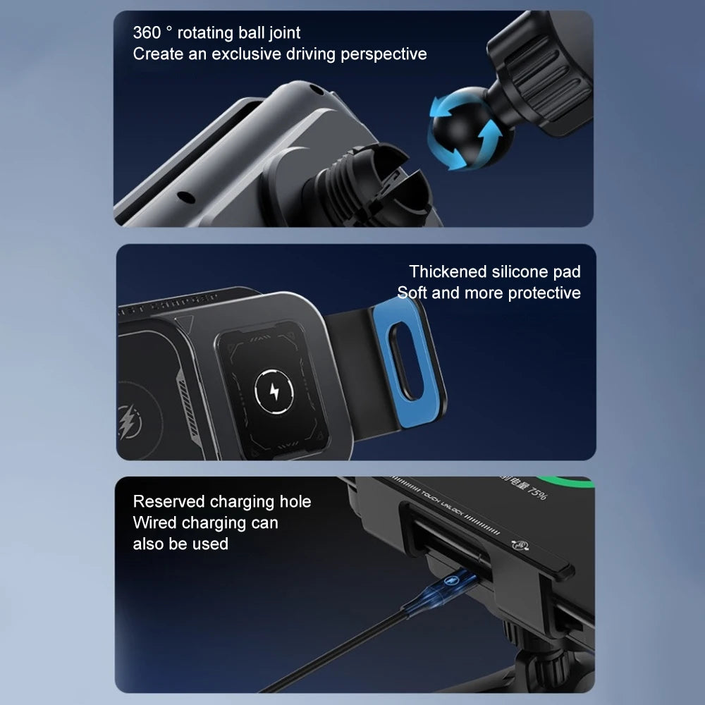 Car Wireless Charger Dual Coil Fold Screen Car Fast Charging Stand for Samsung Galaxy Z Fold 6 Flip 3 Air Vent Car Phone Holder