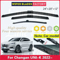 For Changan UNI-K UNIK 2022 1generation Front Rear Wiper Blades Windscreen Windshield Clean Window Car Accessories 24"+20"+12"