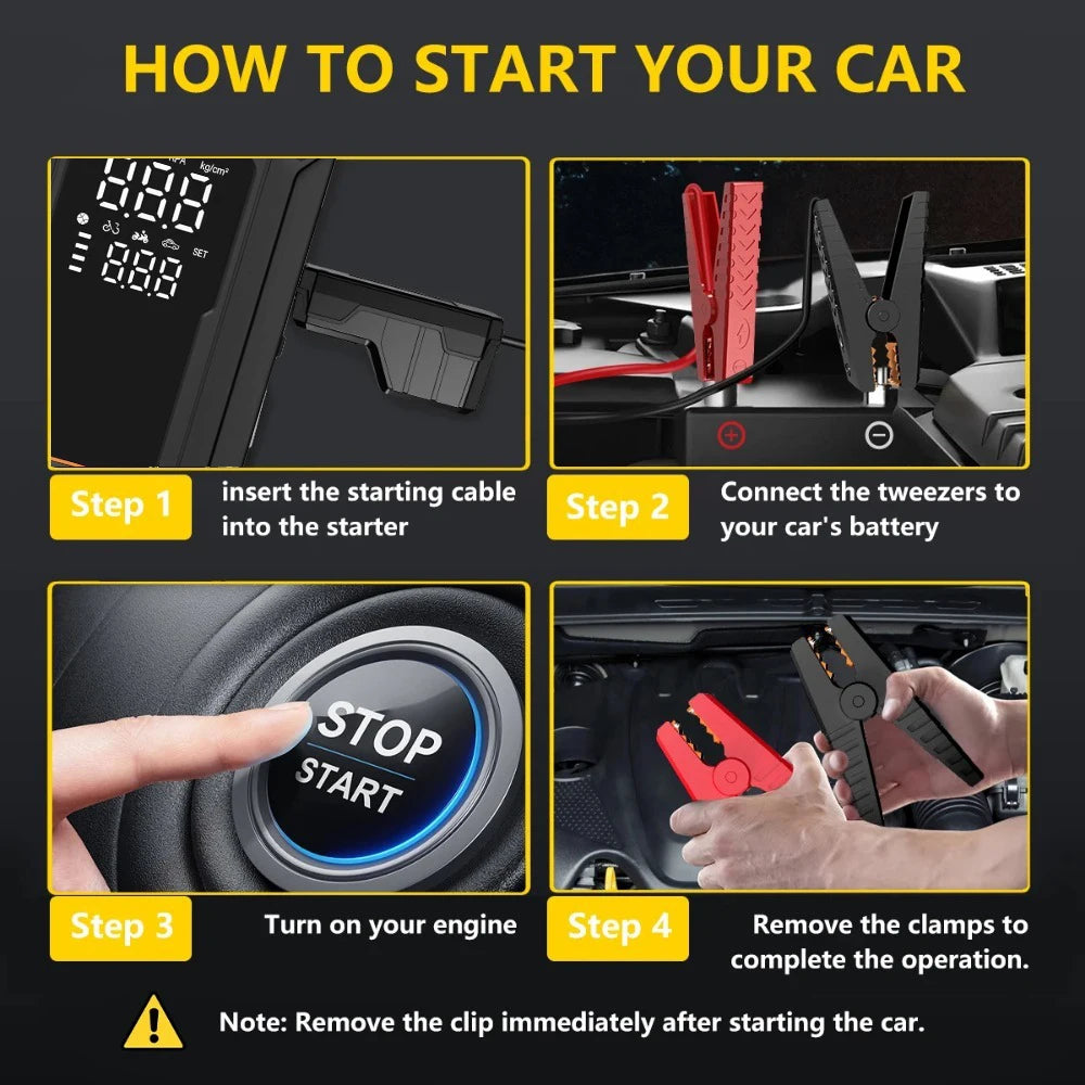 YINGBOOST Car Jump Starter with Air Pump Peak 4000A Auto Battery Booster &150PSI Tire Inflator Jump Starter with Air Compressor
