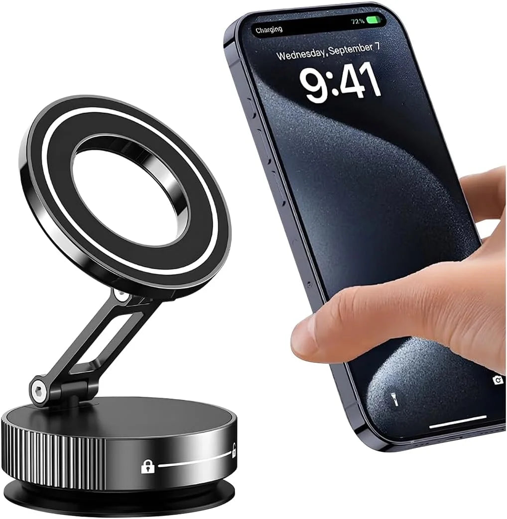 360° Rotatable Vacuum Magnetic Phone Holder, Foldable and Retractable Suction Cup Car Phone Mount for Car/Gym/Mirror/Smooth