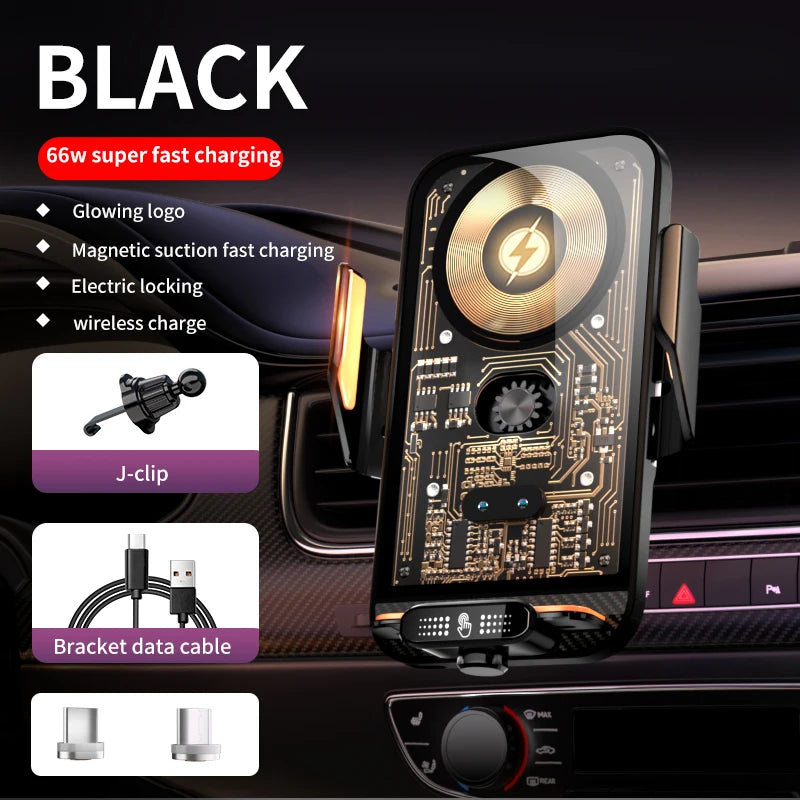 66W Wireless Fast Charger Mobile Phone Holder Air Vent Car Mount Charging Stand For IPhone 14 13 12 11 X Pro Max Xiaomi Samsung