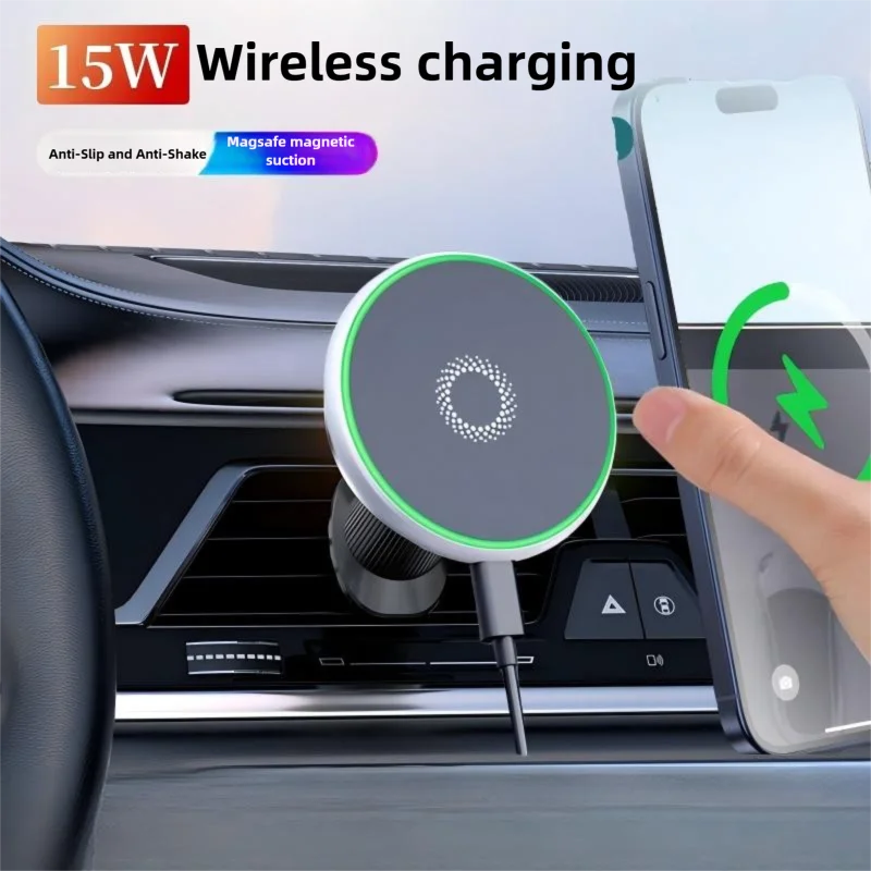 15W Magnetic Car Phone Holder Mount Charger Fast Wireless Car Charger for Air Vent Mount Anti-Shake Strong Magnet Car Support