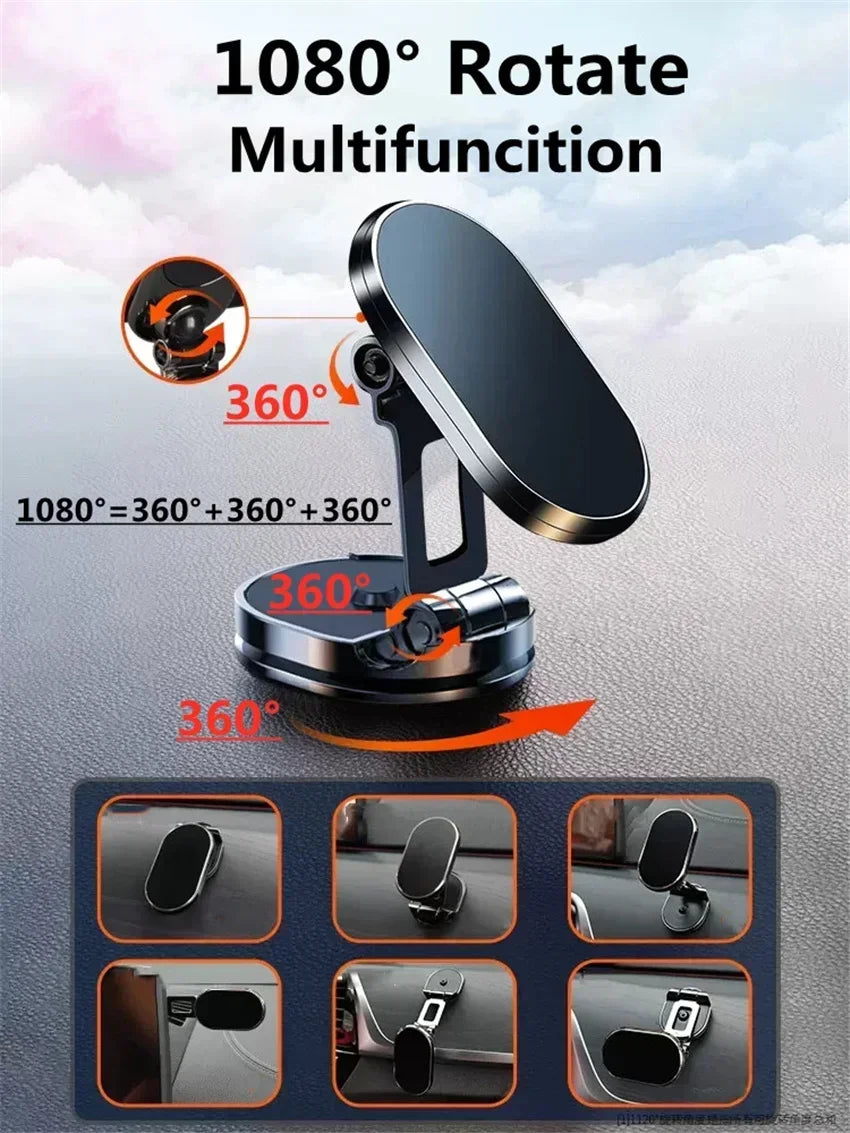 1080 Magnetic Car Phone Holder Magnet Smartphone Support GPS Foldable Phone Bracket in Car For iPhone 14 13 12 11 Samsung Xiaomi