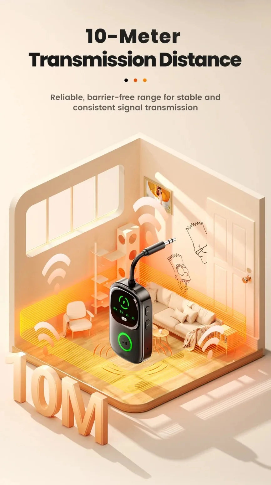VIKEFON 2 In 1 Bluetooth 5.4 Audio Reciever Transmitter RT/TX Adapter for TV Earphones Cars Flights 3.5mm AUX Bluetooth Dongle