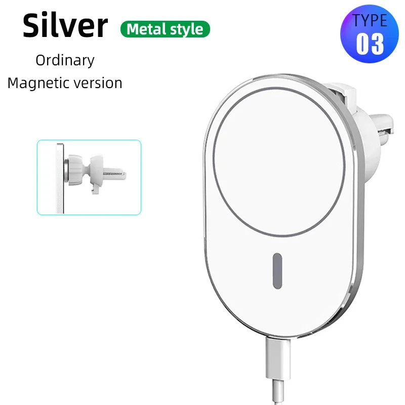 15W Fast Magnetic Wireless Charger Car Air Vent Phone Holder Mount Compatible Magnet Safe Case for iPhone 12 13 14 Pro Mini Max