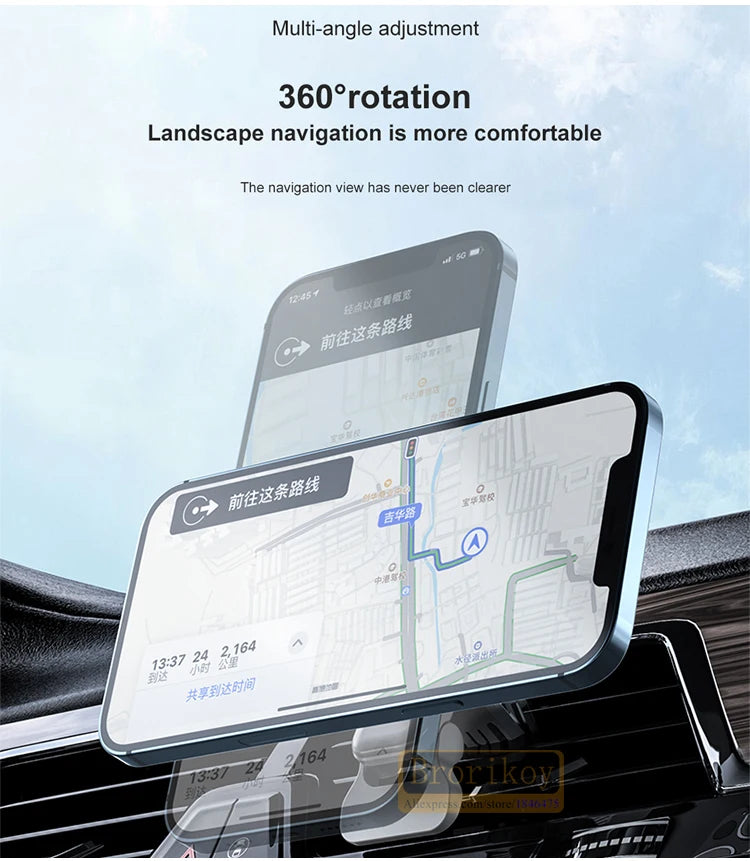 15W Fast Magnetic Wireless Charger Car Air Vent Phone Holder Mount Compatible Magnet Safe Case for iPhone 12 13 14 Pro Mini Max