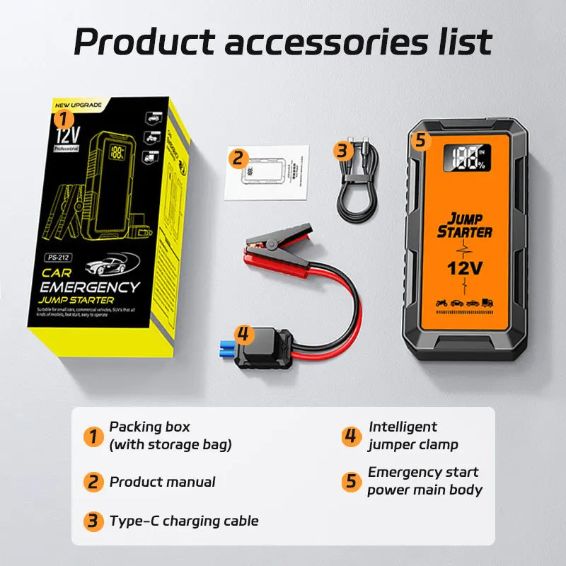 Power Bank 2000A Jump Starter Portable Charger Car Booster 12V Auto Starting Device Emergency Car Battery Starter
