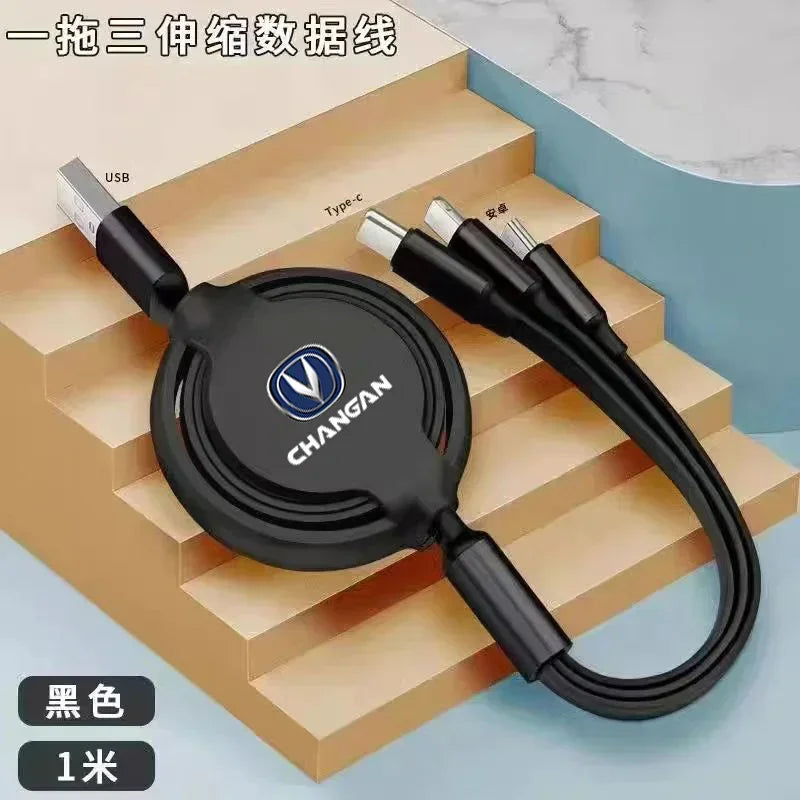 Fast Charing Data Cable 100W Multifunctional 3 in 1 Data Cord For Changan X5 X7 CX70 CS55 CS75 Car Accessories