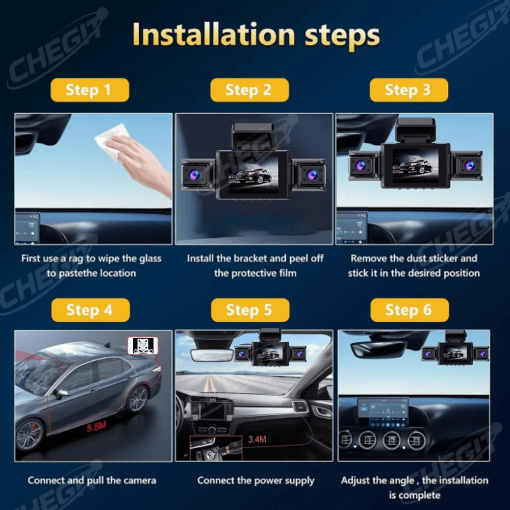 360° Car Camera 3/4Lens 1080P DashCam WIFI Car DVR Car recording Front Left right Rear View Camera Car Accessories 24H Hardware