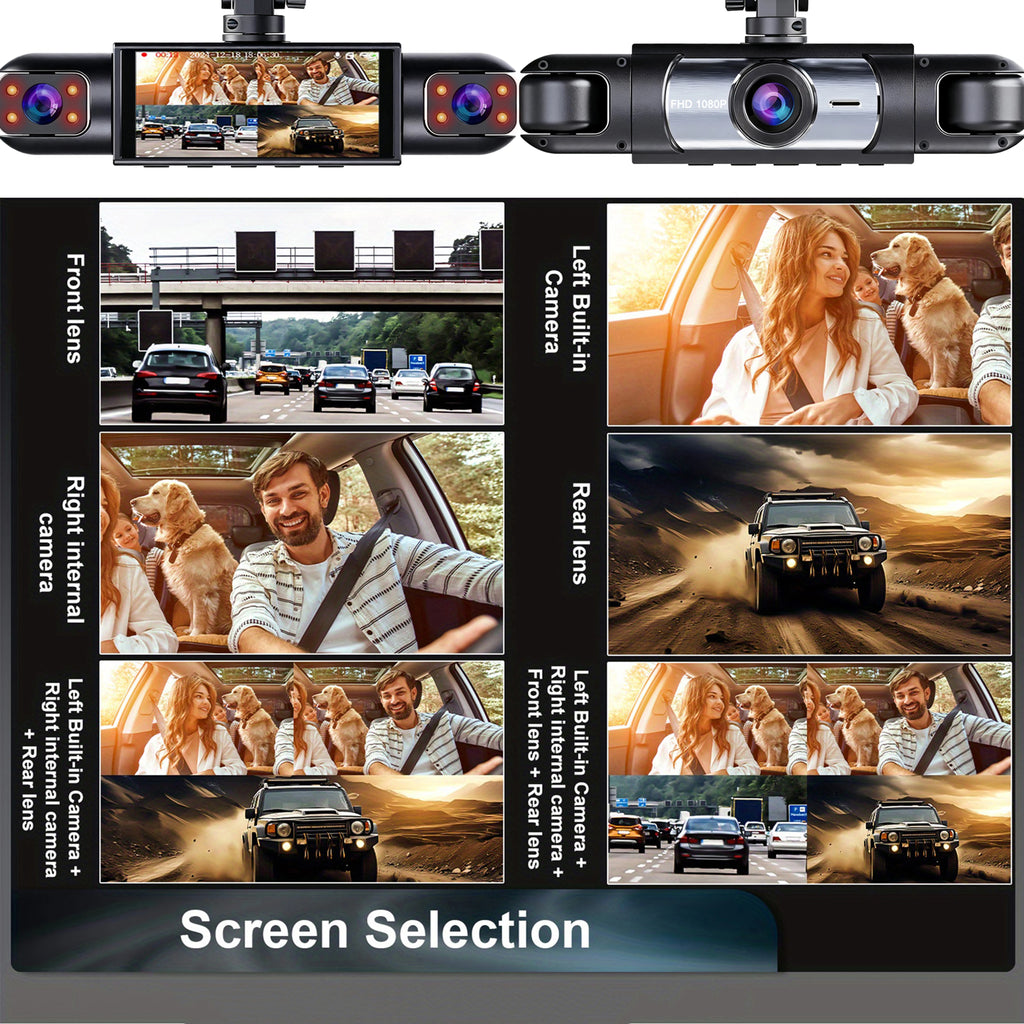 Dash Cam Vehicle DVR video recorder 4 cameras for cars black box front rear internal Night Vision Loop Recording dashcam car 360