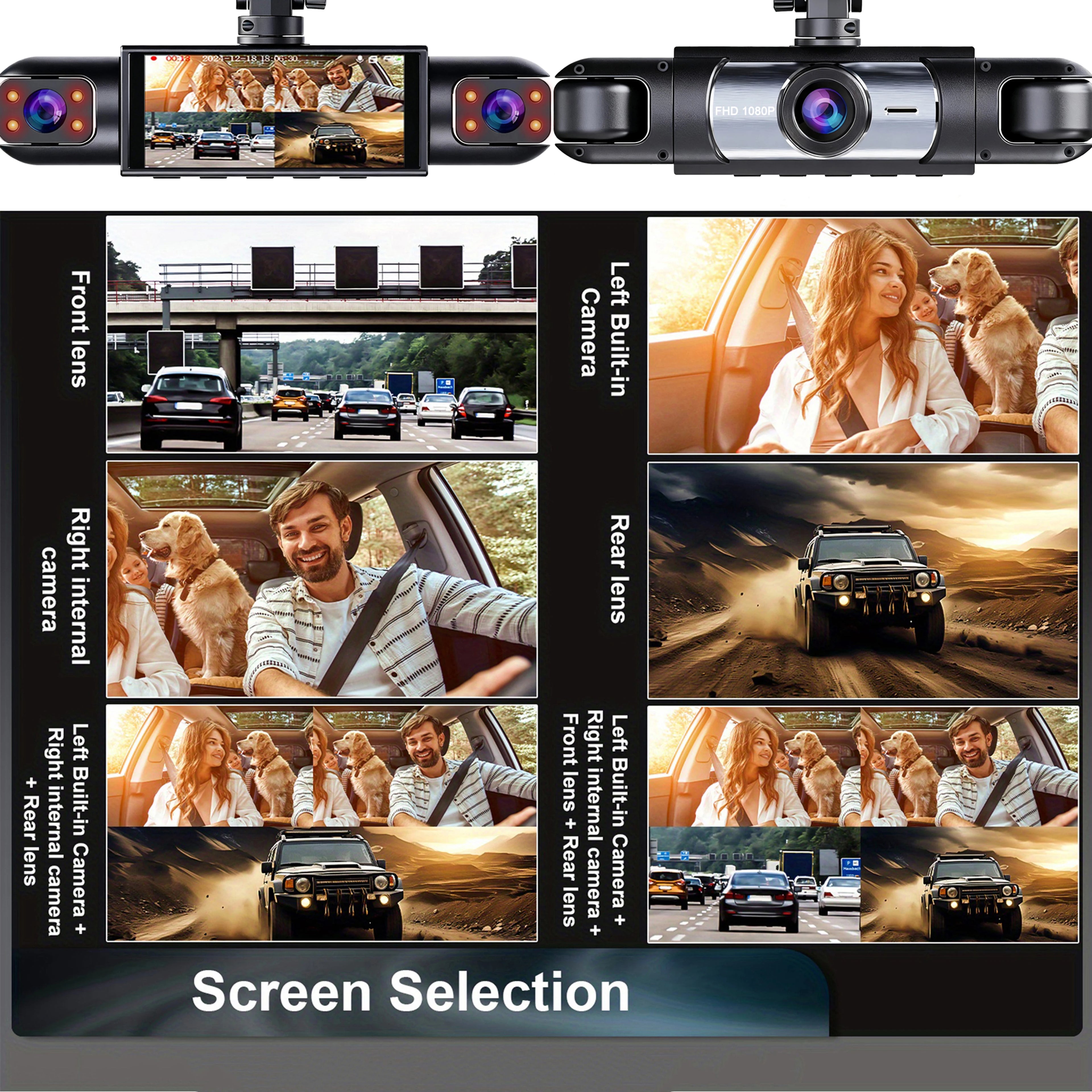 Dash Cam Vehicle DVR video recorder 4 cameras for cars black box front rear internal Night Vision Loop Recording dashcam car 360
