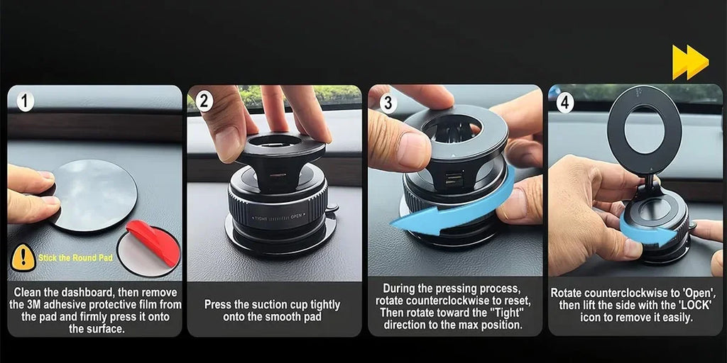 360° Rotatable Vacuum Magnetic Phone Holder, Foldable and Retractable Suction Cup Car Phone Mount for Car/Gym/Mirror/Smooth