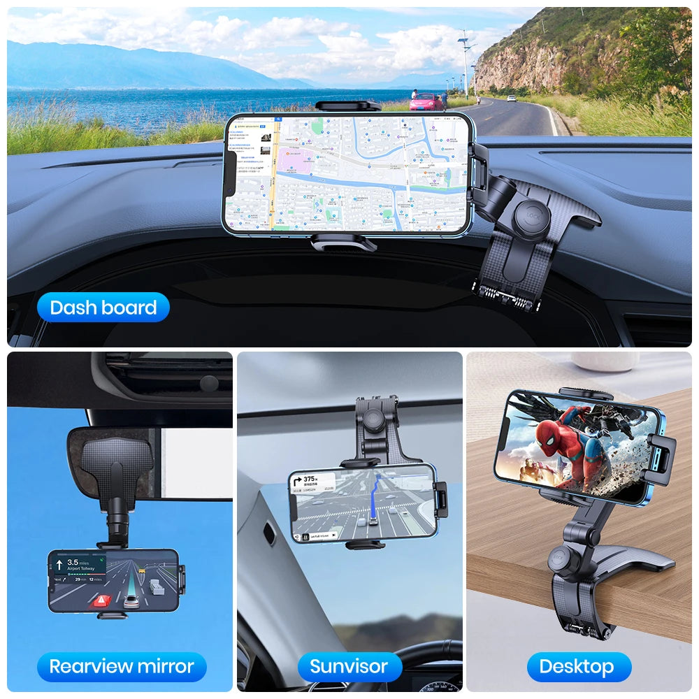 TOPK Phone Mount for Car Dashboard 360 Degree Adjustable Cell Car Phone holder with Anti-slip Silicone Clip Multi-Angles&Stable