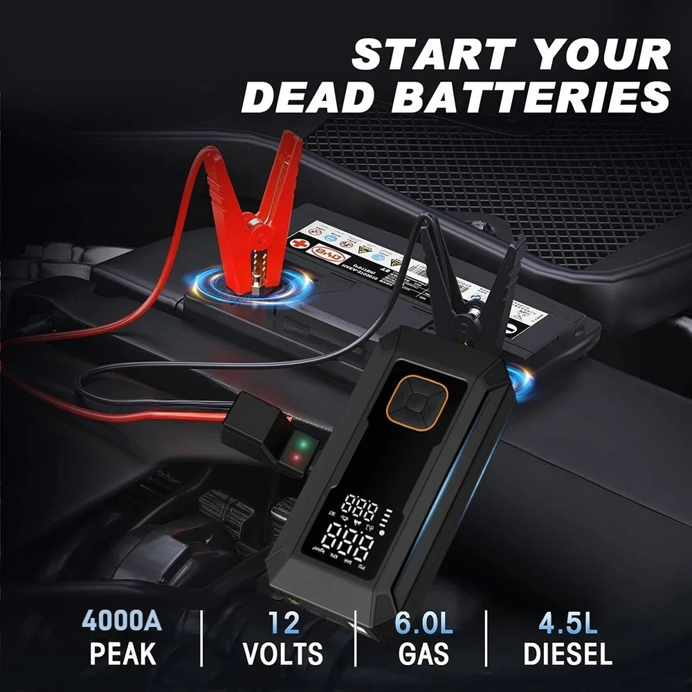 YINGBOOST Car Jump Starter with Air Pump Peak 4000A Auto Battery Booster &150PSI Tire Inflator Jump Starter with Air Compressor