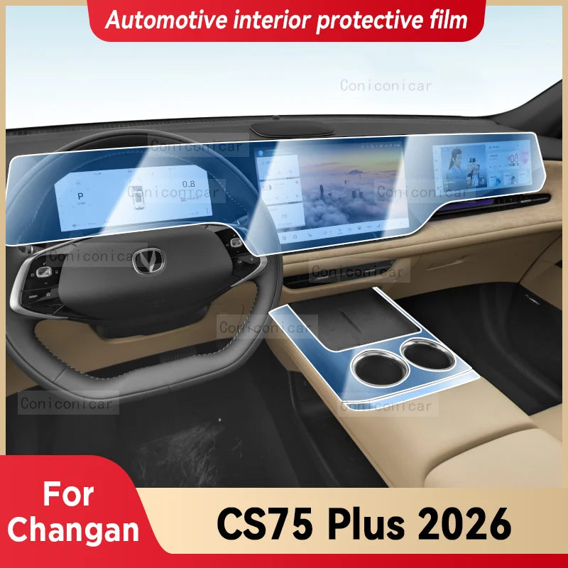 For CHANGAN CS75 Plus 2026 Car Interior Center Console Screen Protective Film Anti-scratch Repair Sticker Accessories