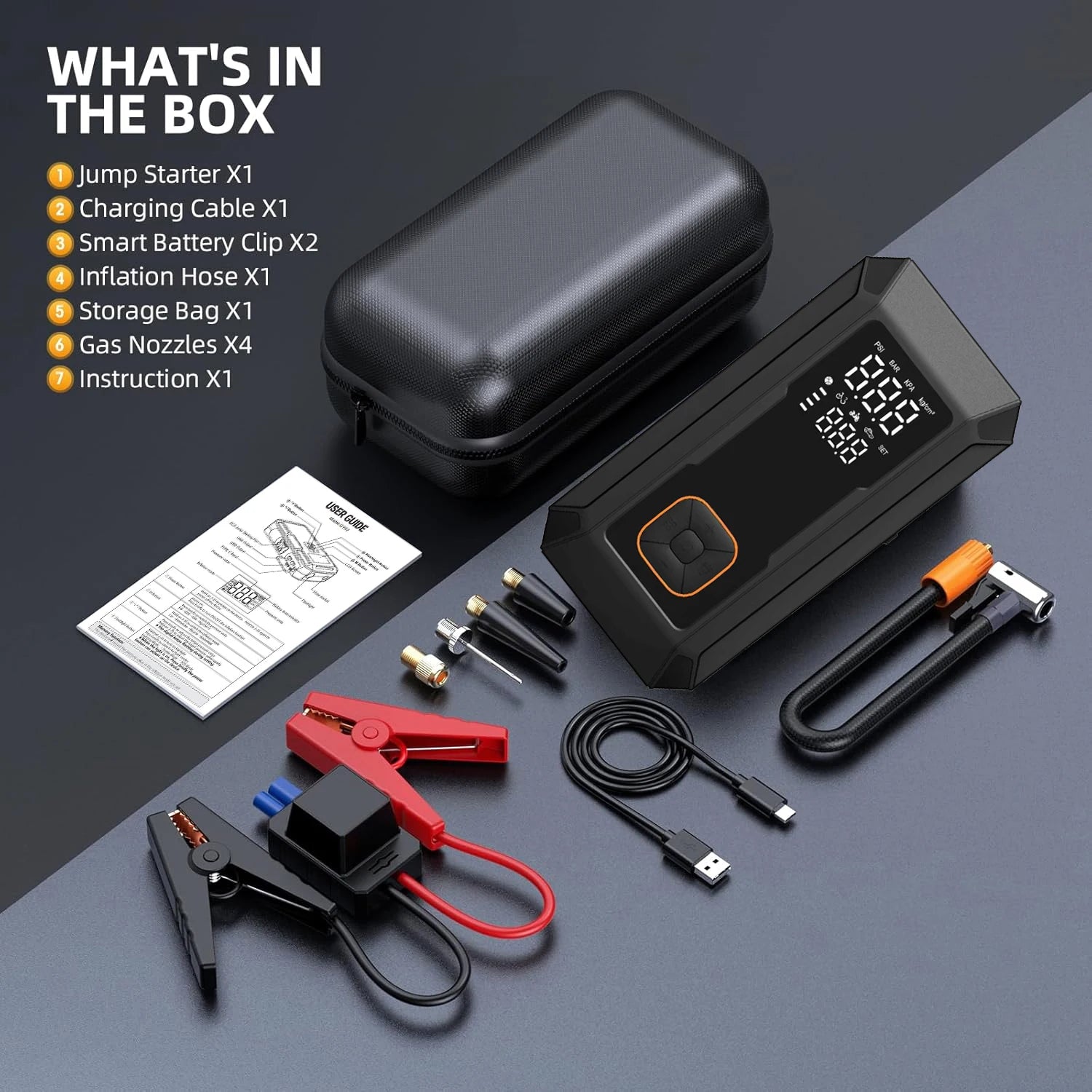 YINGBOOST Car Jump Starter with Air Pump Peak 4000A Auto Battery Booster &150PSI Tire Inflator Jump Starter with Air Compressor