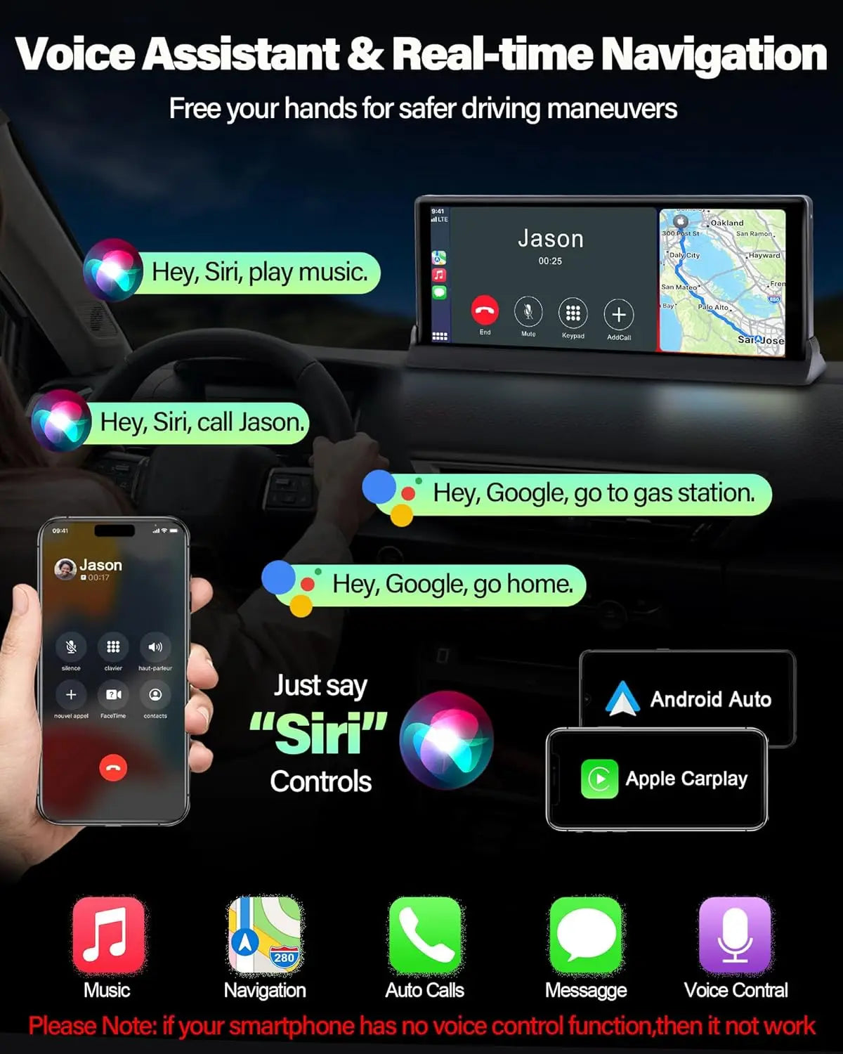 10.26" ADAS 4K Dash Cam Wireless CarPlay & Android Auto Screen for Car,360° Rotating Lens Car DVR,Navigation Dashboard Recorder