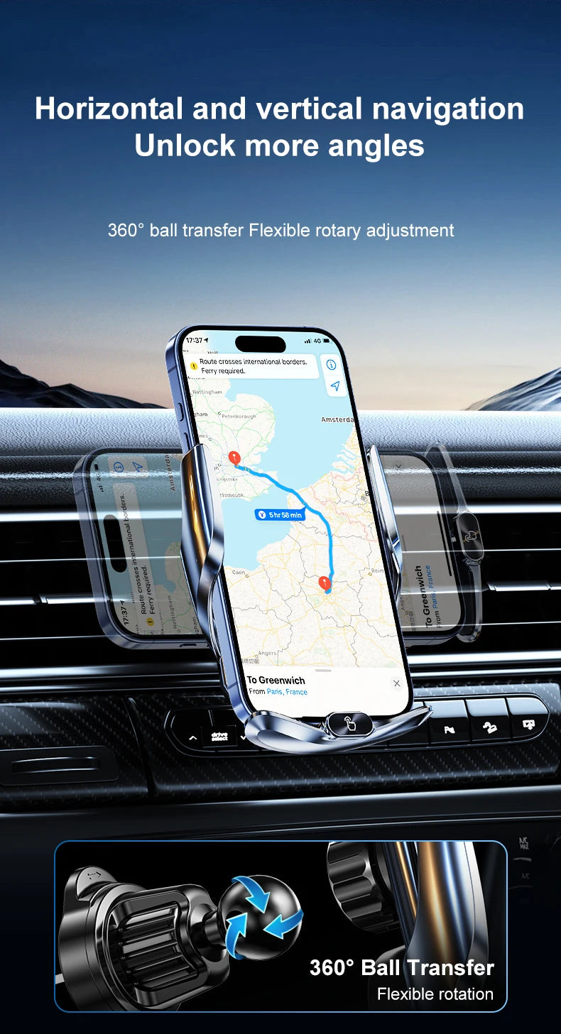 Car Mount Wireless Charging Stand Vehicle Phone Mounts Car Phone Holder Automatic Quick Release Button For Samsung Huawei Iphone