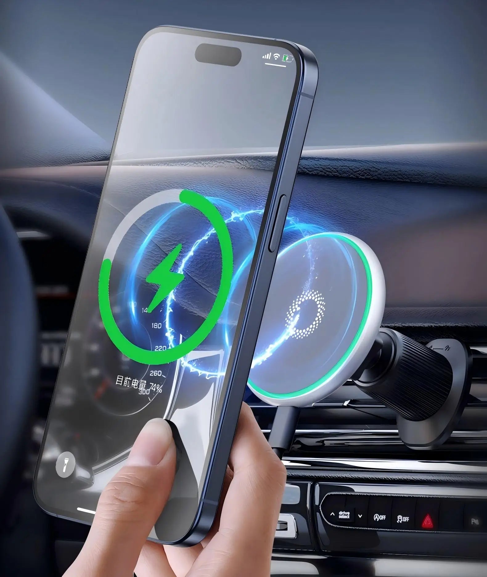 15W Magnetic Car Phone Holder Mount Charger Fast Wireless Car Charger for Air Vent Mount Anti-Shake Strong Magnet Car Support