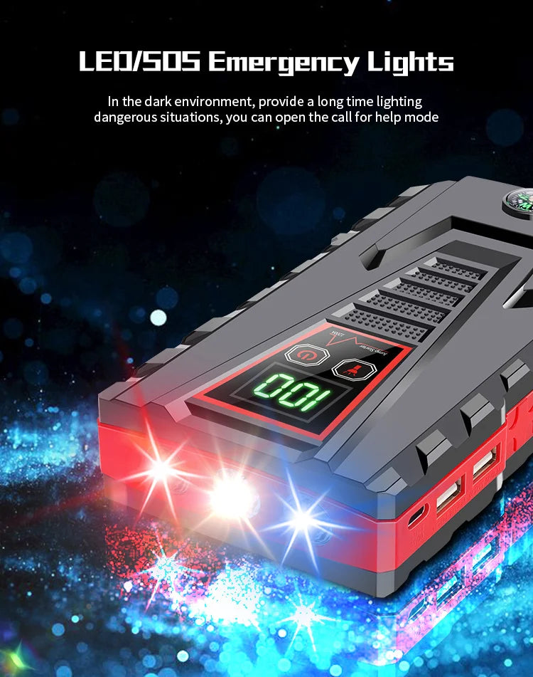 2025 New 99800mAh 5000A Car Jump Starter | 12V for Petrol/Diesel | Power Bank /Smart Protection