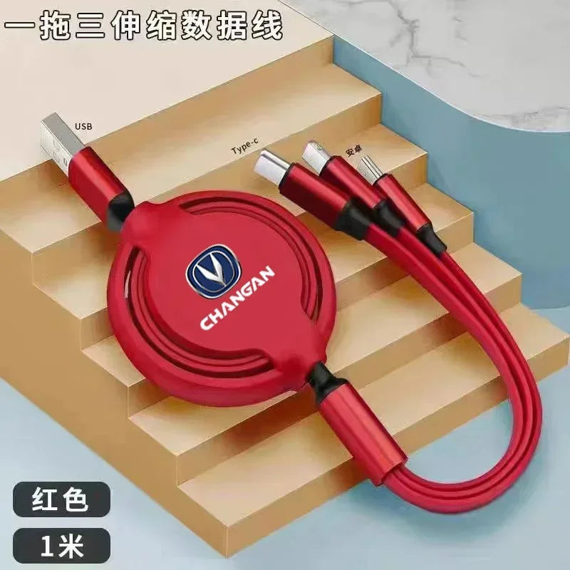 Fast Charing Data Cable 100W Multifunctional 3 in 1 Data Cord For Changan X5 X7 CX70 CS55 CS75 Car Accessories