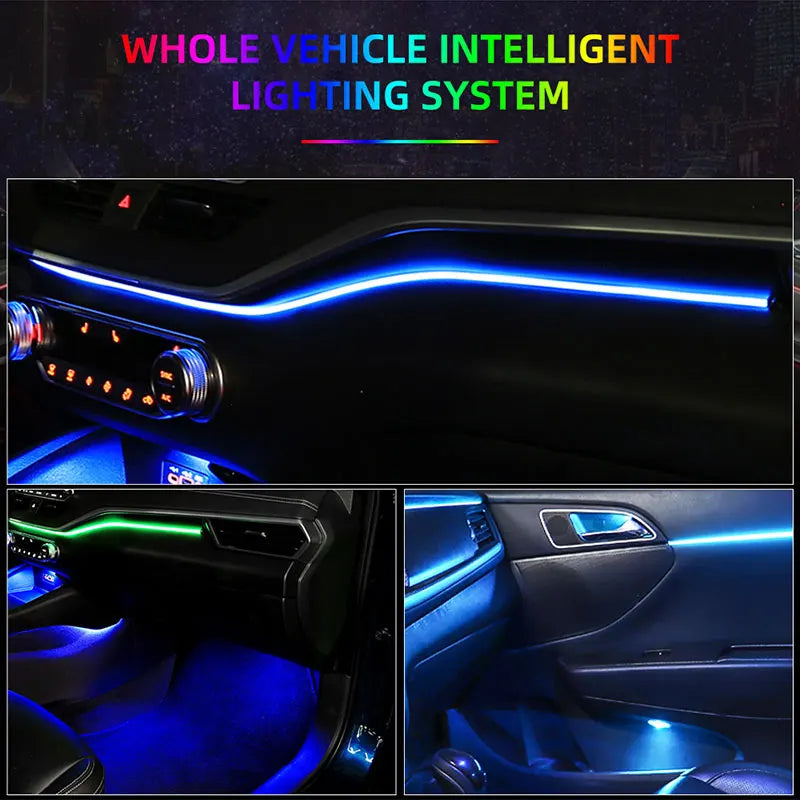 35/75/110cm RGB 64 Colors Acrylic Strip Car LED Ambient Light Parts Replacement Accessories (4 wires 4 pins)