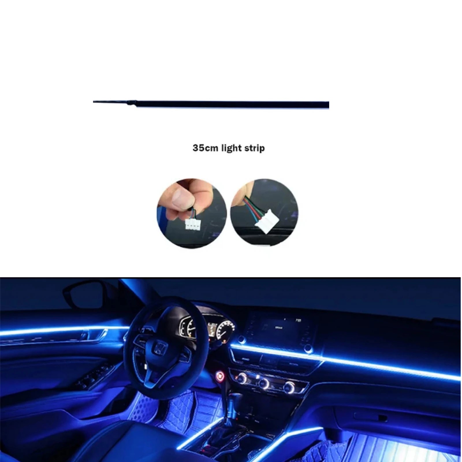 35/75/110cm RGB 64 Colors Acrylic Strip Car LED Ambient Light Parts Replacement Accessories (4 wires 4 pins)