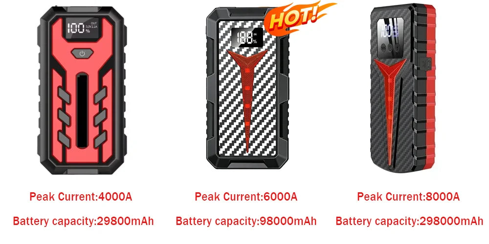 Car Jump Starter 8000A Battery Charger 298000mAh Emergency Power Bank Booster for 12V Gas and Diesel Vehicles