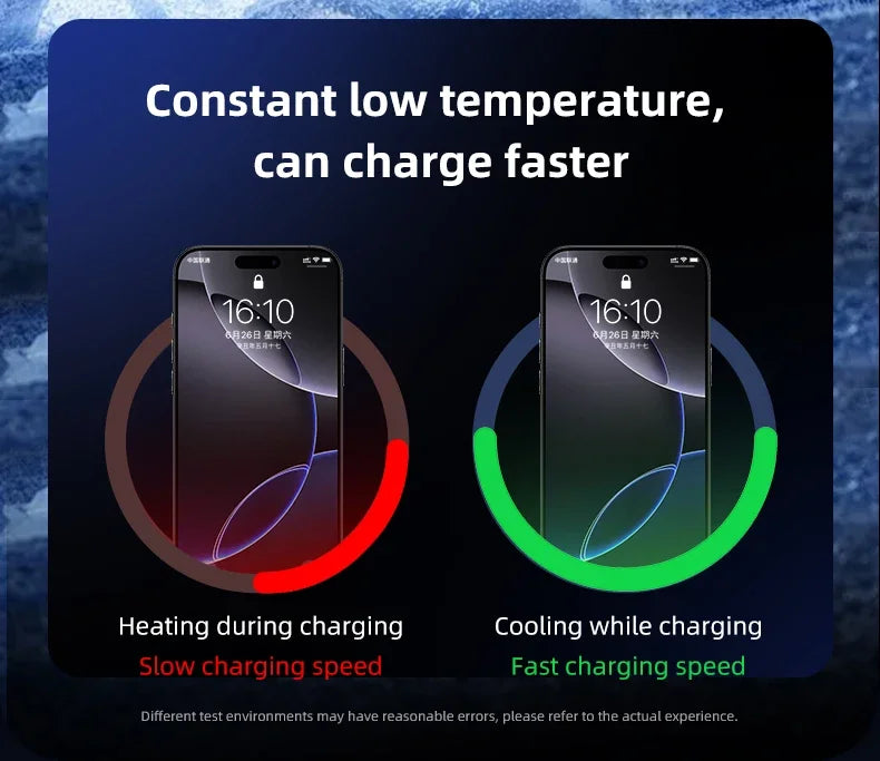 Magnetic Wireless Car Charger Phone Holder Ice Cooling RGB Tempered Glass Fast Charging Radiator For Magsafe iPhone Samsung