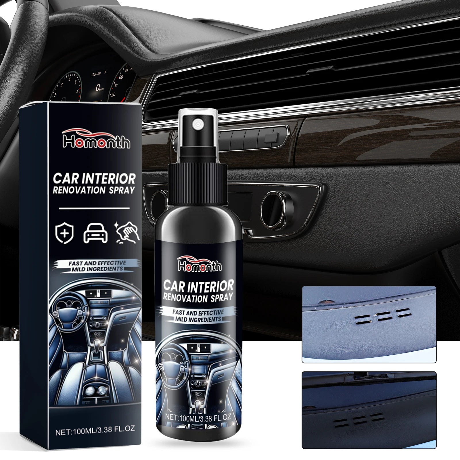 100ml Car Interior Refurbishment Spray Seat Dashboard Cleaning, Decontamination, Maintenance and Refurbishment Care Agent