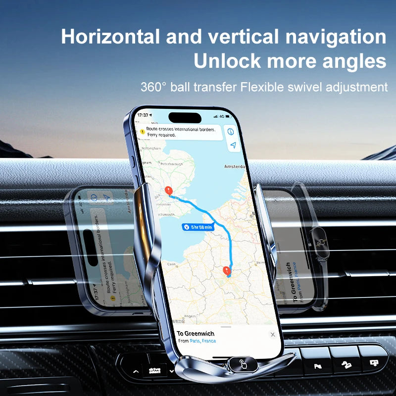 Car Mount Wireless Charging Stand Vehicle Phone Mounts Car Phone Holder Automatic Quick Release Button For Samsung Huawei Iphone