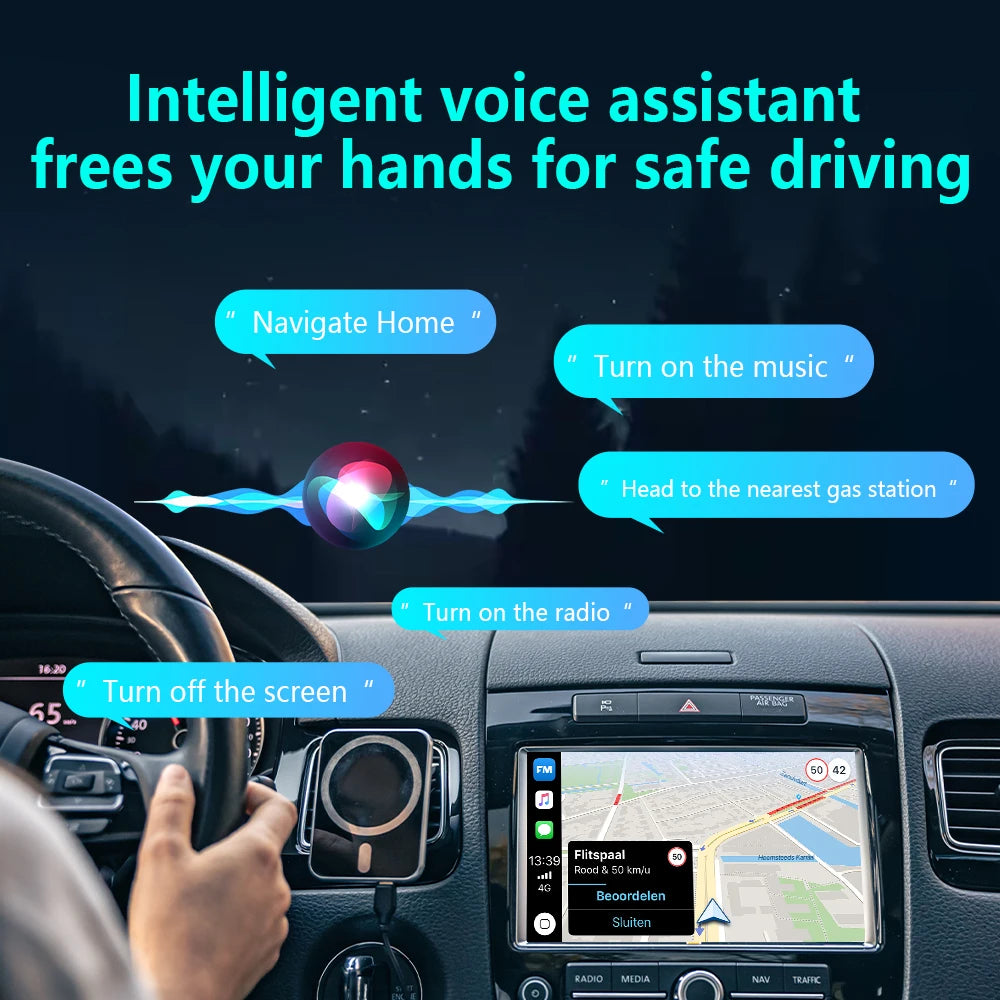 4-in-1 Wireless Carplay Adapter Android Auto Connect Airplay Mirror Link Screen Plug and Play Bluetooth for Apple and Android