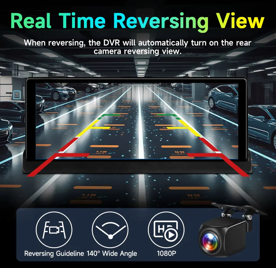 10.26" ADAS 4K Dash Cam Wireless CarPlay & Android Auto Screen for Car,360° Rotating Lens Car DVR,Navigation Dashboard Recorder