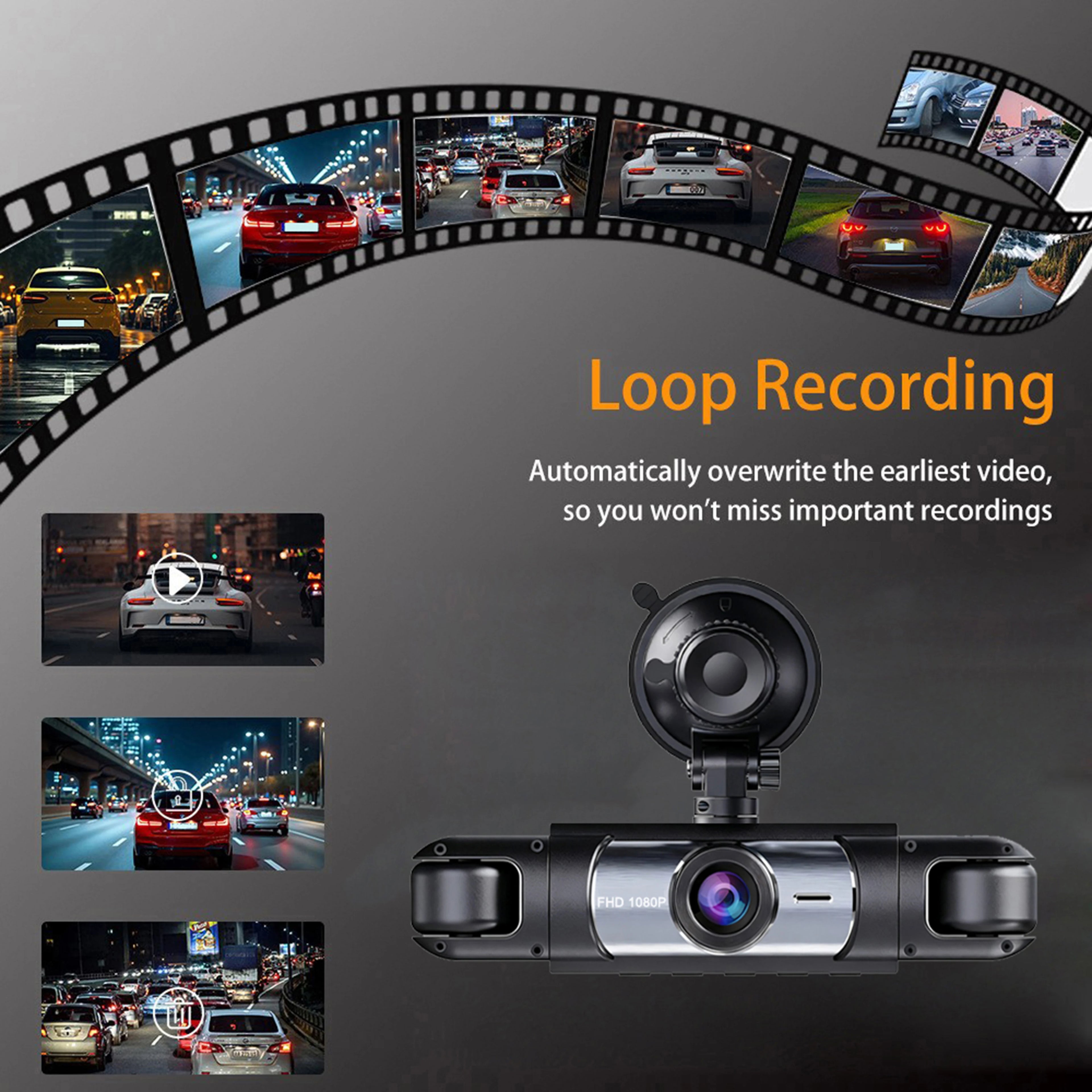 Dash Cam Vehicle DVR video recorder 4 cameras for cars black box front rear internal Night Vision Loop Recording dashcam car 360