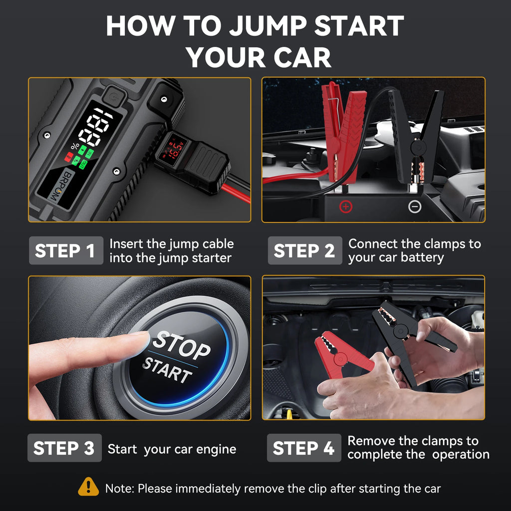 3000A/4000A/5000A Start Power Bank Jump Starter Car Booster External Battery 12V Starting Device for Petrol Diesel Powerbank