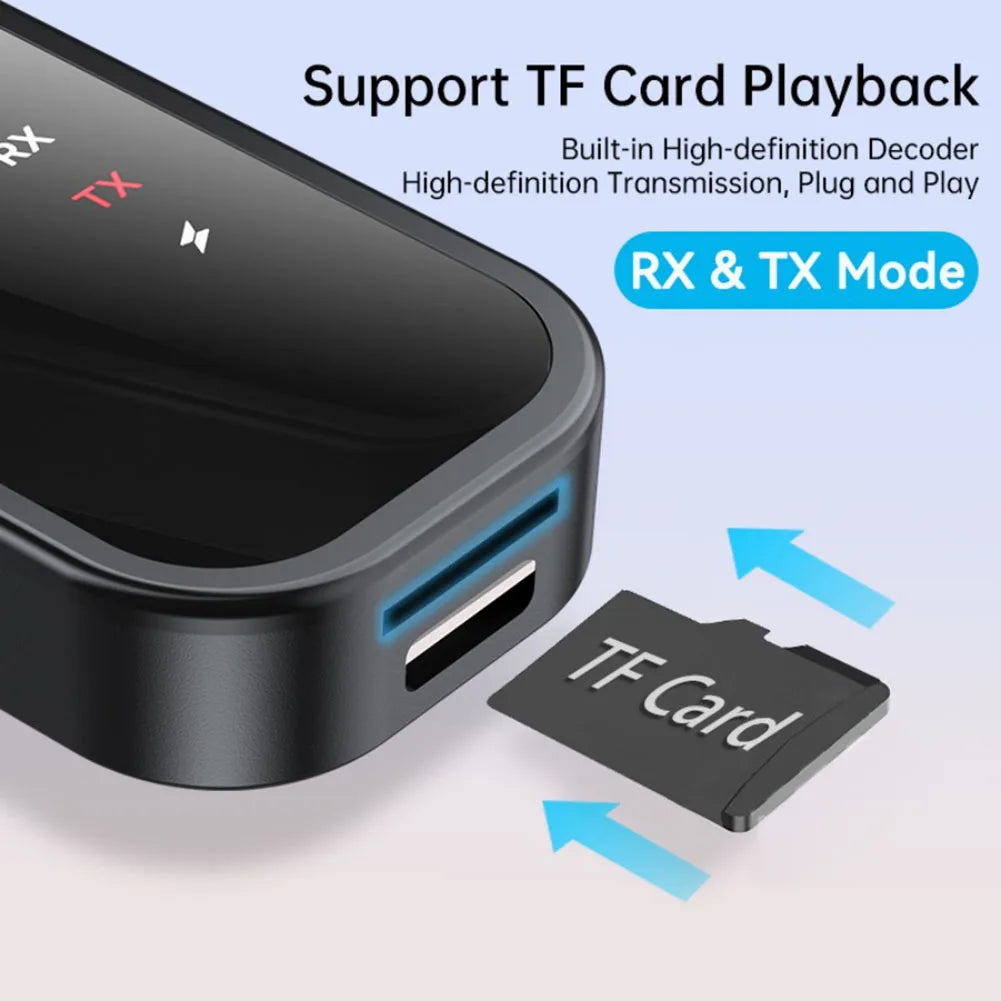 BT5.4 Audio Transmitter Receiver Low Latency Hifi Wireless Adapter Dual Stream Wireless Adapter for TV Car PC Headphones