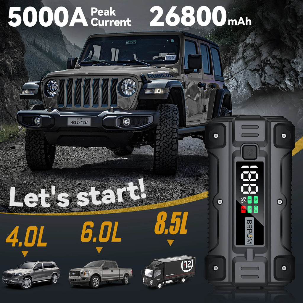 3000A/4000A/5000A Start Power Bank Jump Starter Car Booster External Battery 12V Starting Device for Petrol Diesel Powerbank