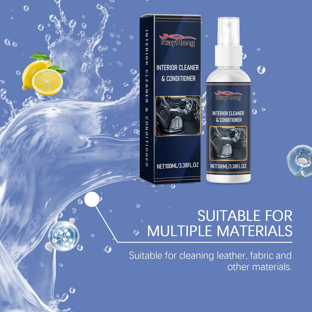 100ml Car Interior Foam Cleaner  Leather Flannel Woven Fabric Dashboard Spray Cleaners Enhances Shine & Prevents Aging