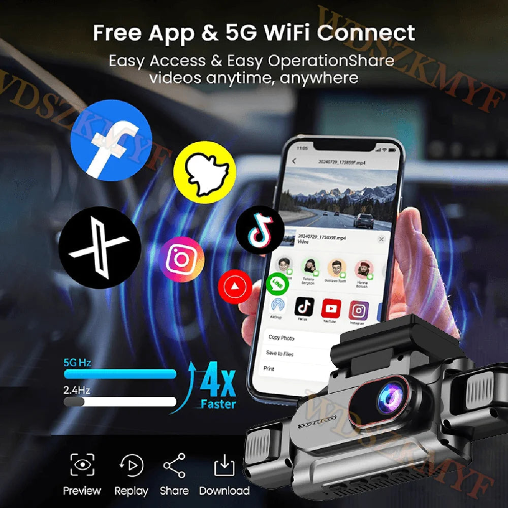 360° Car Camera 3/4Lens 1080P DashCam WIFI Car DVR Car recording Front Left right Rear View Camera Car Accessories 24H Hardware