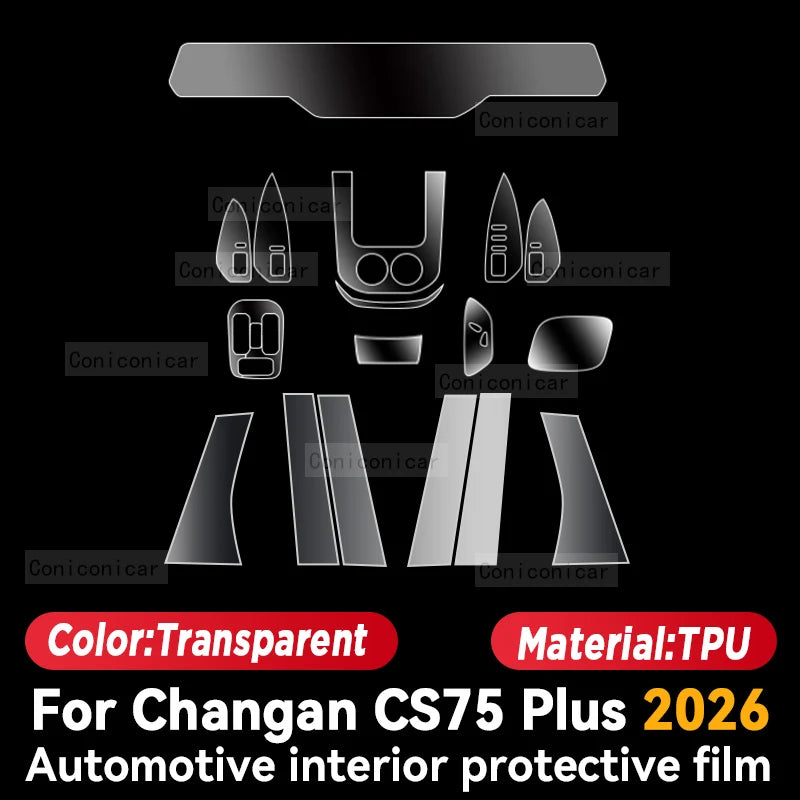 For CHANGAN CS75 Plus 2026 Car Interior Center Console Screen Protective Film Anti-scratch Repair Sticker Accessories