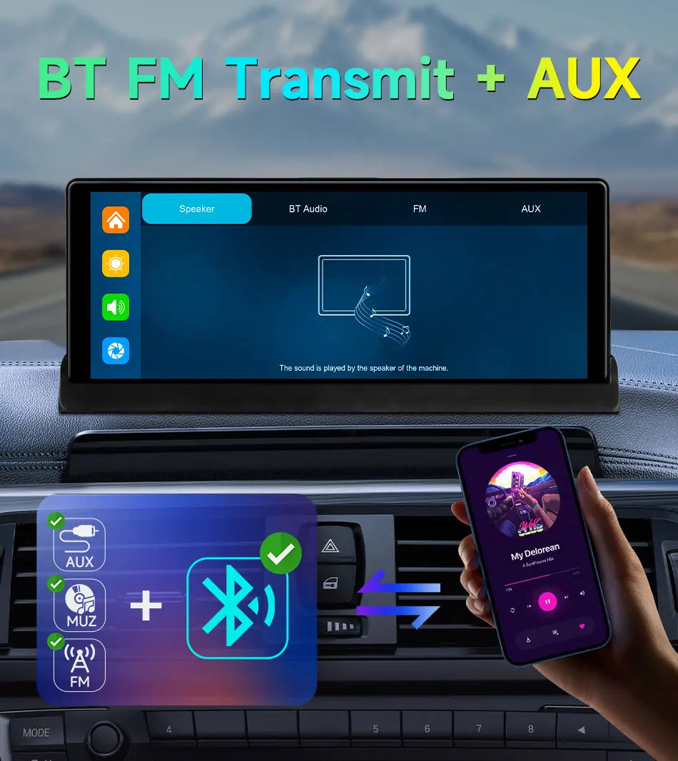 10.26" ADAS 4K Dash Cam Wireless CarPlay & Android Auto Screen for Car,360° Rotating Lens Car DVR,Navigation Dashboard Recorder