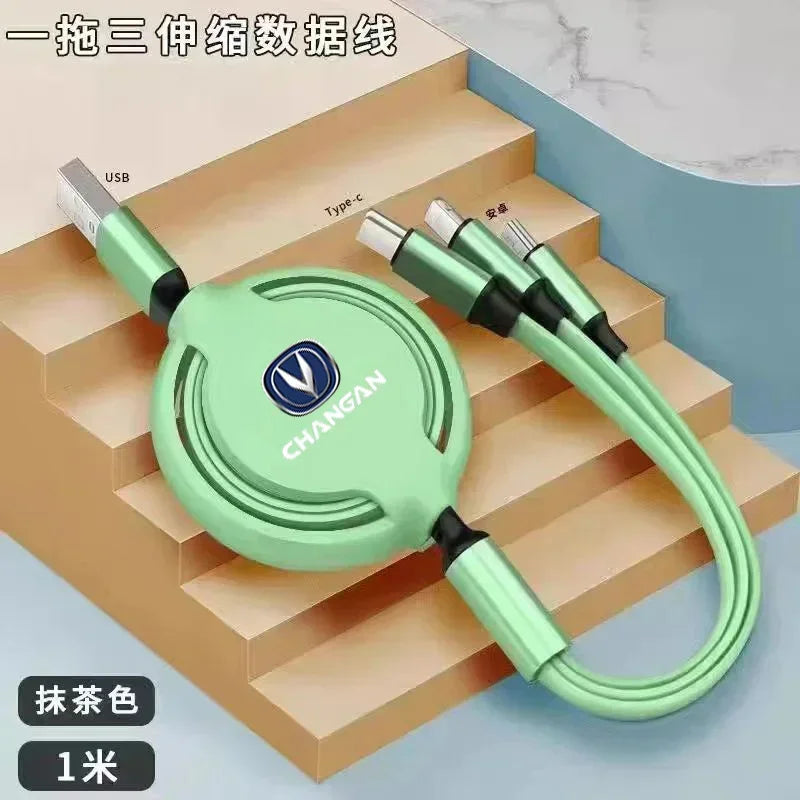 Fast Charing Data Cable 100W Multifunctional 3 in 1 Data Cord For Changan X5 X7 CX70 CS55 CS75 Car Accessories