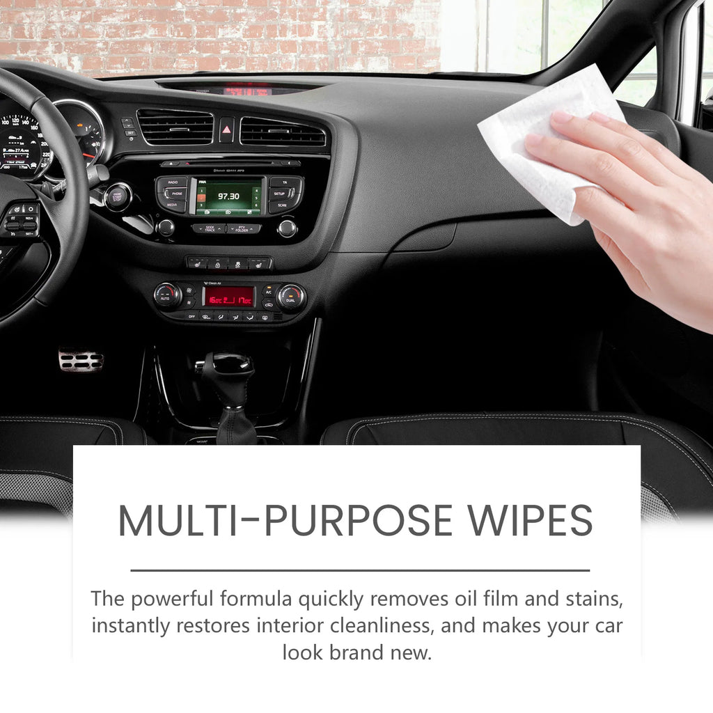 40PCS Car Interior Cleaning Wipes Multipurpose Wipes for Dashboard Leather Seats Screen Quick Cleaner Degreaser for Stains Dust