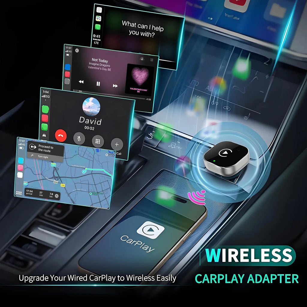 Mini 2-in-1 Wireless Carplay ndroid Auto Adapter for Apple & Android Phone Universal BT Connect for VW Toyota Ford Benz Audi Kia