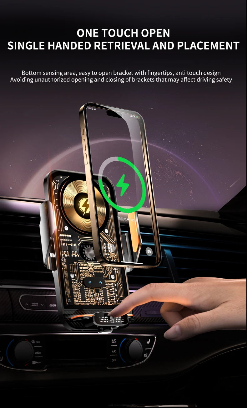 66W Wireless Fast Charger Mobile Phone Holder Air Vent Car Mount Charging Stand For IPhone 14 13 12 11 X Pro Max Xiaomi Samsung