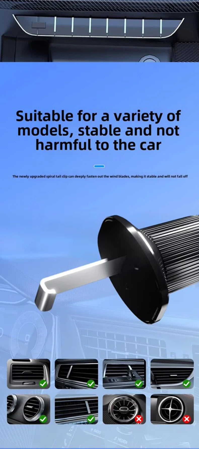 UYUXIO Manual Clamp Wireless Car Charger 15 Fast Charging Air Vent Car Mount Phone Holder for iPhone Samsung Android Phone