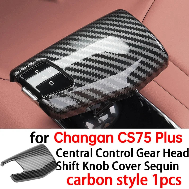 Car Central Control Gear Head Shift Knob Cover Sequin Trim for Changan CS75 Plus Interior Accessories