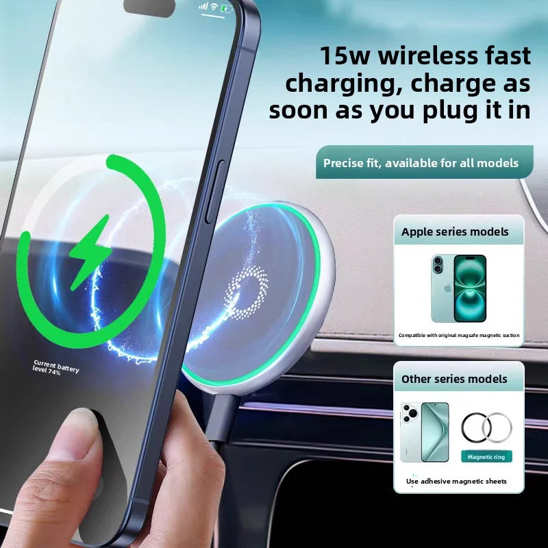 15W Magnetic Car Phone Holder Mount Charger Fast Wireless Car Charger for Air Vent Mount Anti-Shake Strong Magnet Car Support