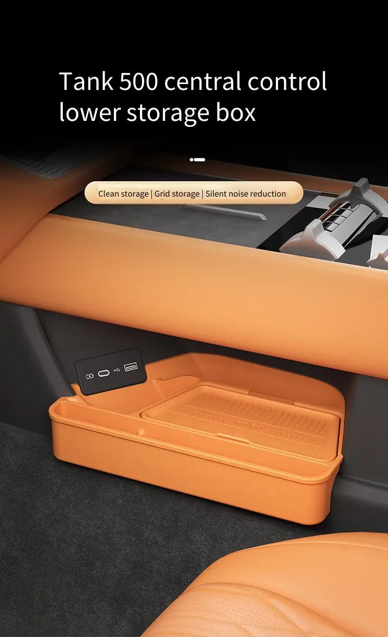 Suitable for 2026 Tank 500 central control lower storage box, glasses storage box, car interior accessories modification